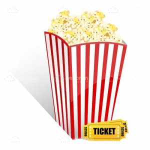 Popcorn with movie ticket